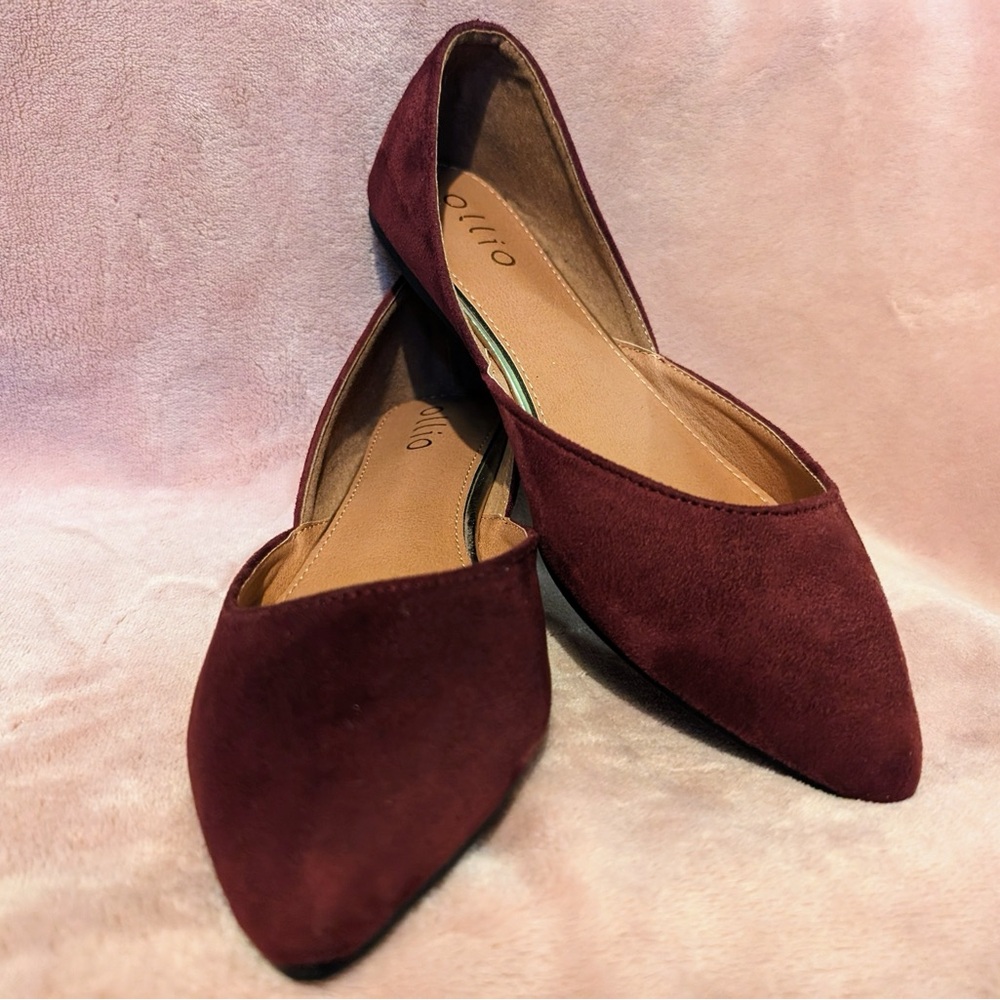 Ollio Women's Shoes Faux Suede Slip On Comfort Light Pointed Toe Ballet Flat 7.5